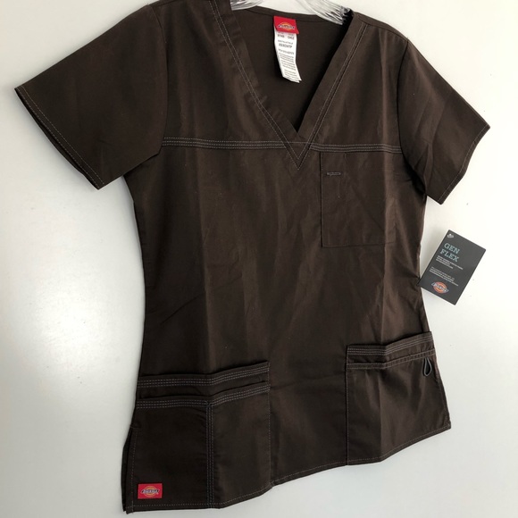 Dickies Gen Flex Scrub Top Brown Size XS - Picture 5 of 6